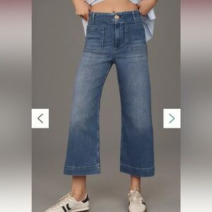 Anthropologie The Colette Crop High-Rise Wide-Leg Jeans Medium Denim Size 28 NWT